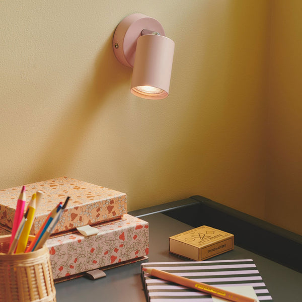 Explore Plugged Adjustable Wall Spotlight In Dusty Pink