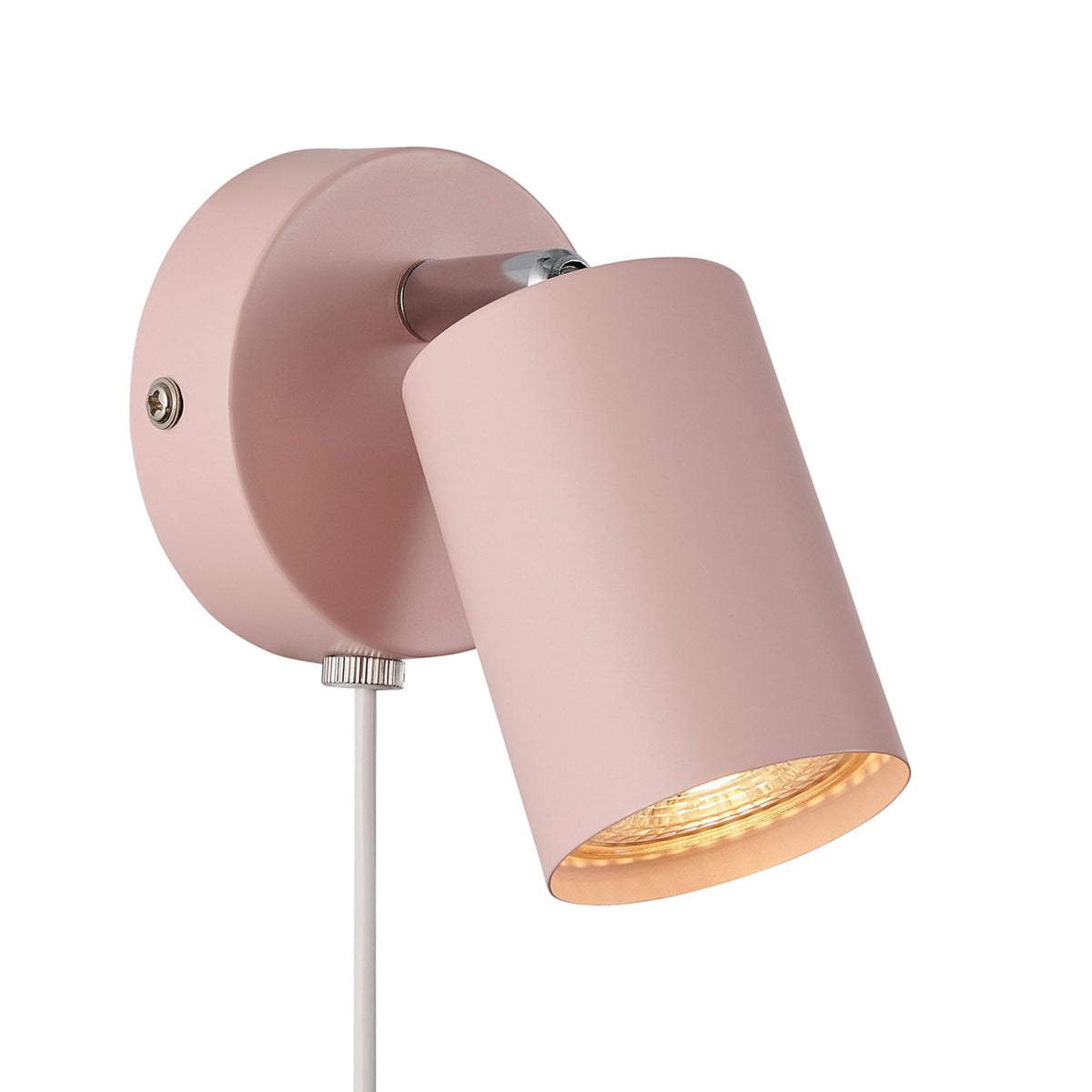 Explore Plugged Adjustable Wall Spotlight In Dusty Pink