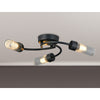 Markinch IP44 Three Lamp Flush Ceiling Light in Satin Black with Clear Tubular Glass Shades