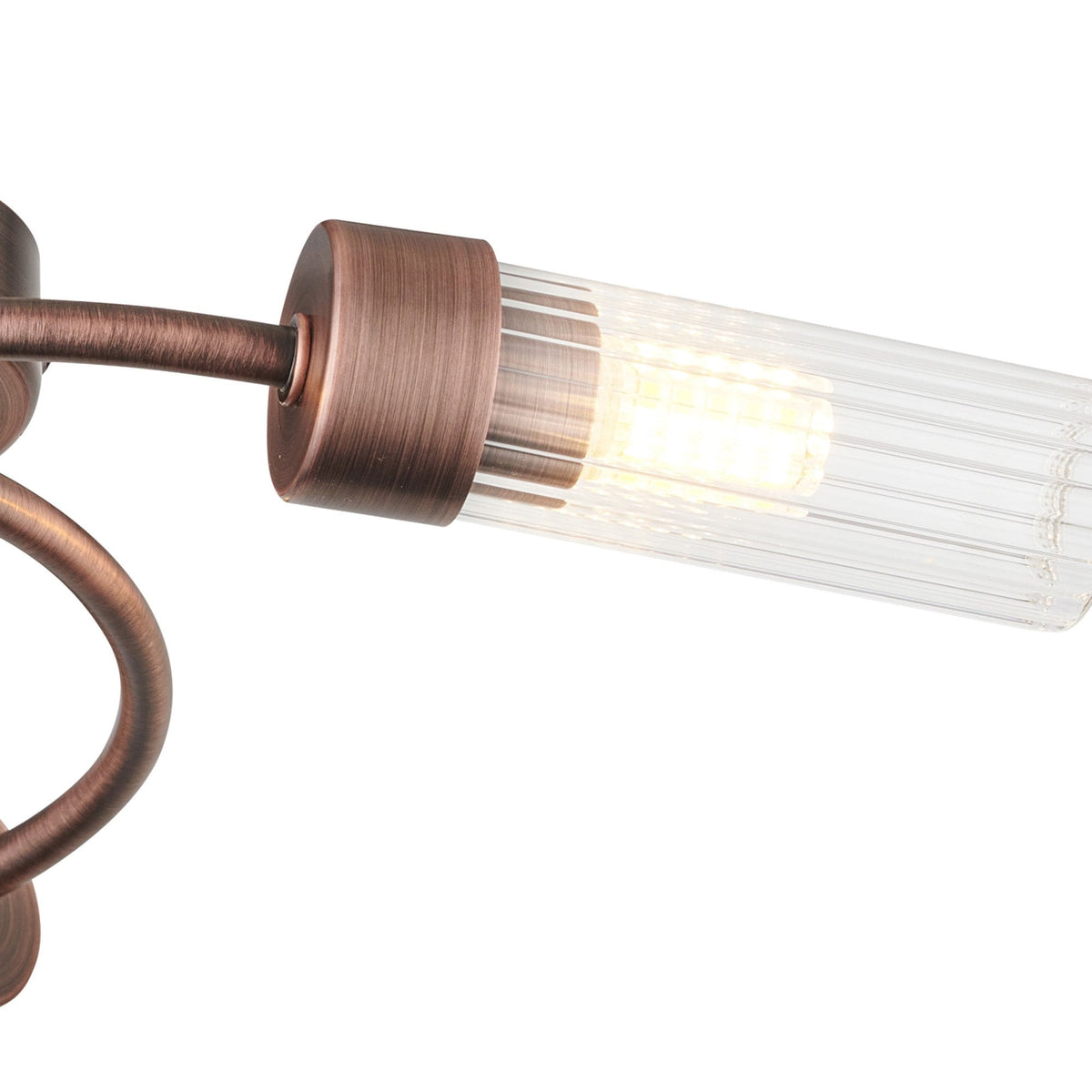 Markinch IP44 Three Lamp Flush Ceiling Light in Bronze with Clear Tubular Glass Shades