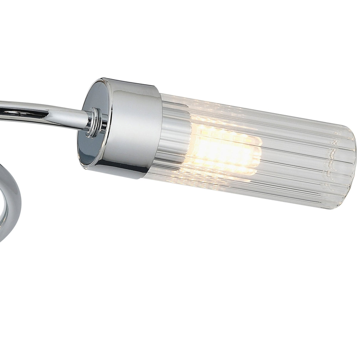 Markinch IP44 Three Lamp Flush Ceiling Light in Chrome with Clear Tubular Glass Shades