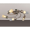 Markinch IP44 Five Lamp Flush Ceiling Light in Bronze with Clear Tubular Glass Shades