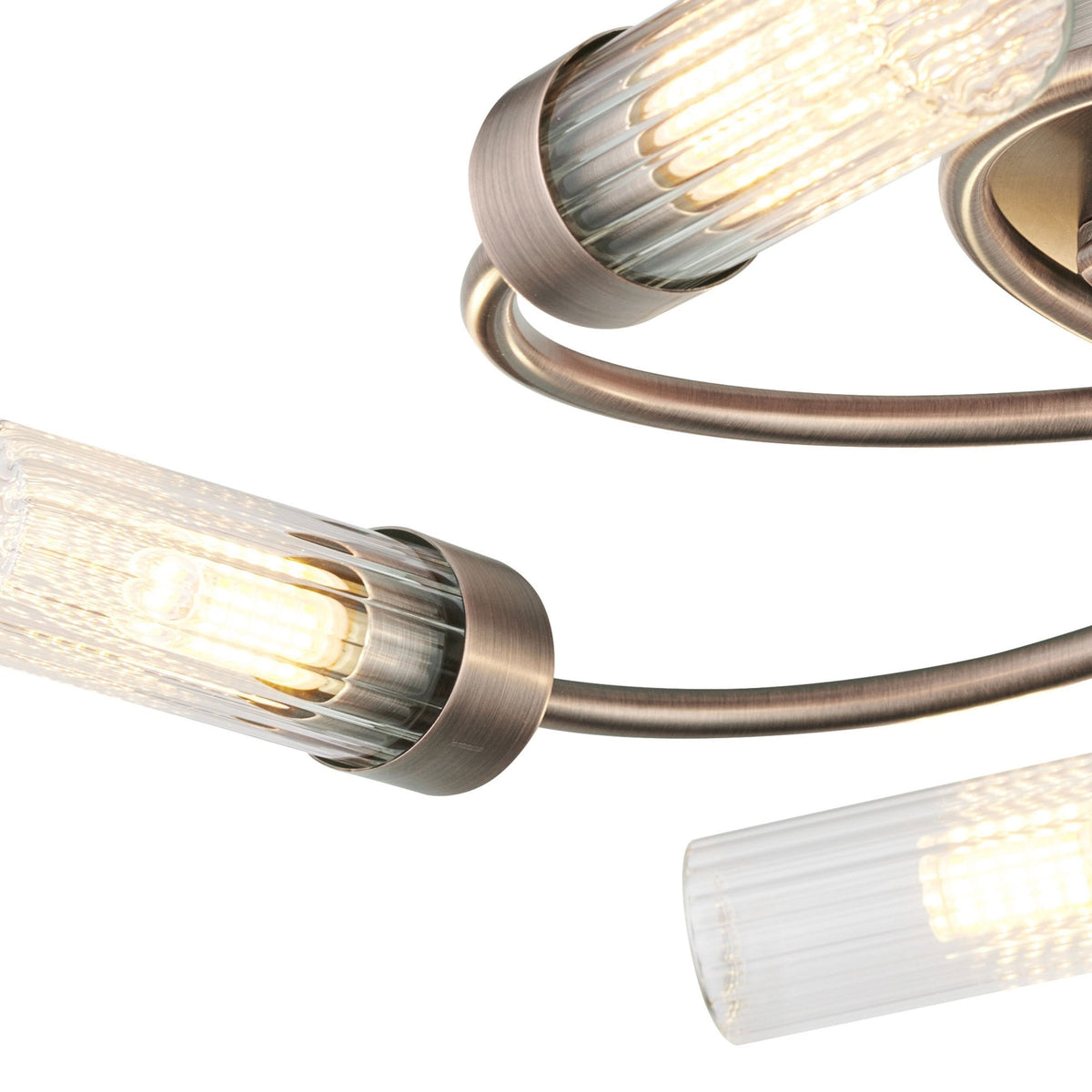 Markinch IP44 Five Lamp Flush Ceiling Light in Bronze with Clear Tubular Glass Shades