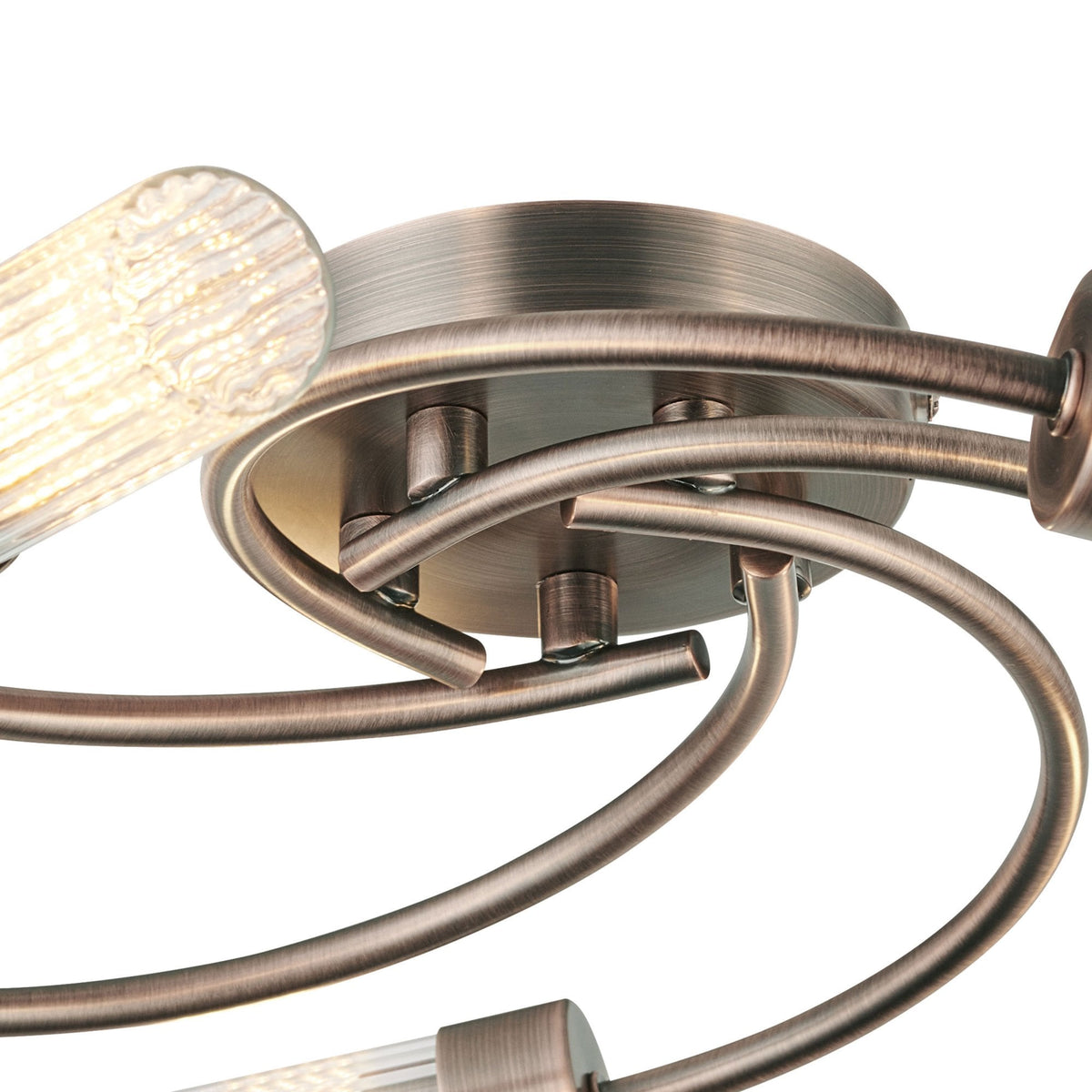 Markinch IP44 Five Lamp Flush Ceiling Light in Bronze with Clear Tubular Glass Shades