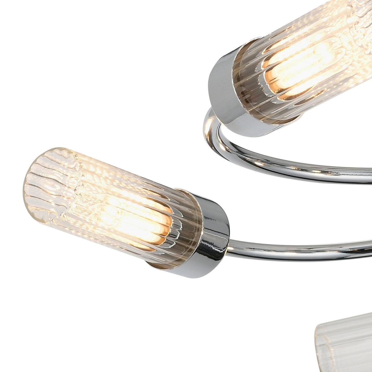 Markinch IP44 Five Lamp Flush Ceiling Light in Chrome with Clear Tubular Glass Shades