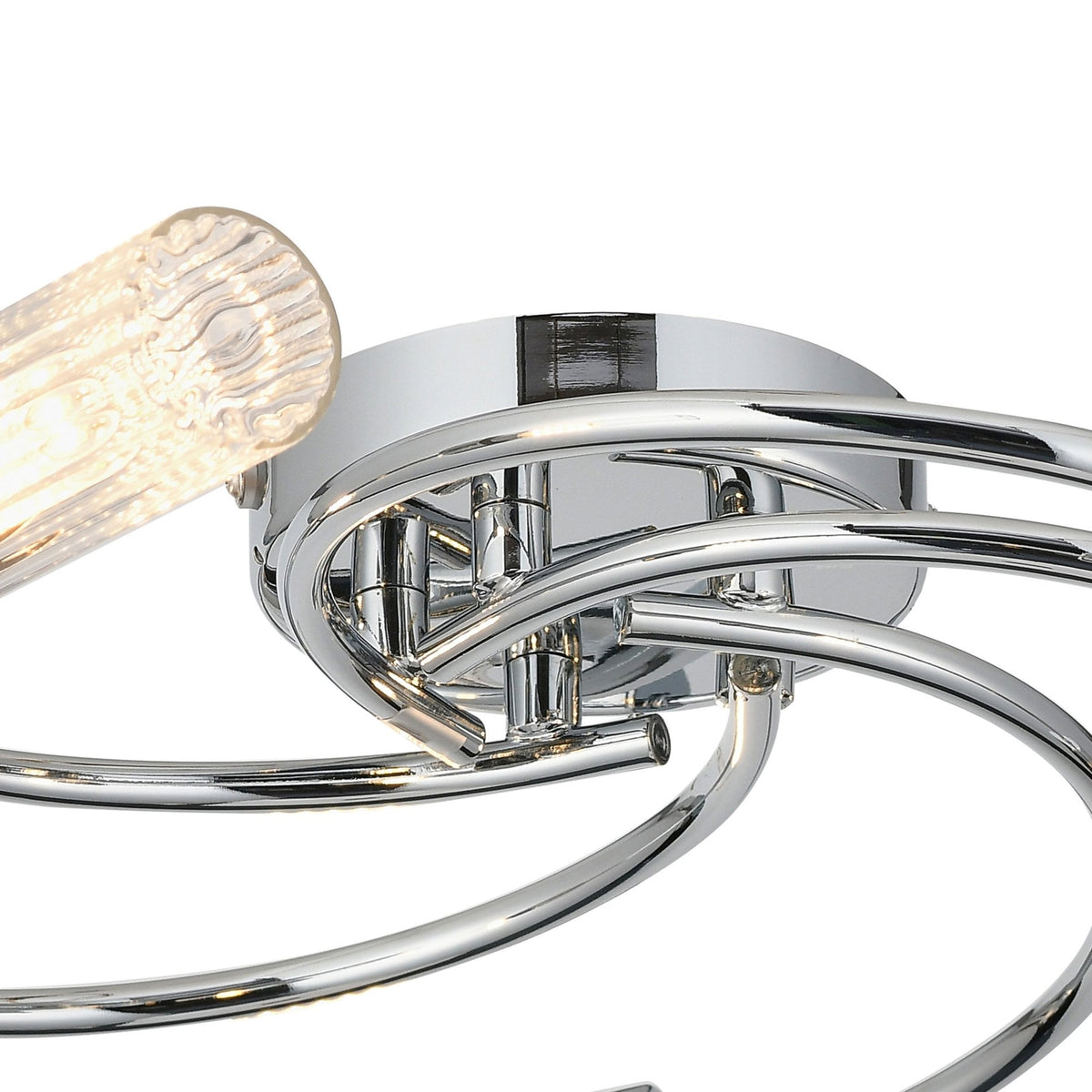Markinch IP44 Five Lamp Flush Ceiling Light in Chrome with Clear Tubular Glass Shades