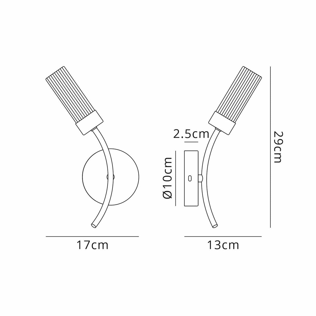 Markinch IP44 Left Wall Light in Satin Black with Clear Tubular Glass Shade