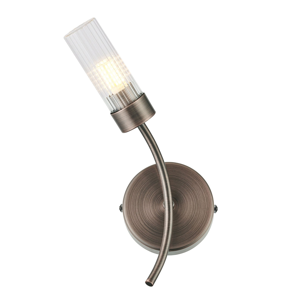Markinch IP44 Left Wall Light in Bronze with Clear Tubular Glass Shade