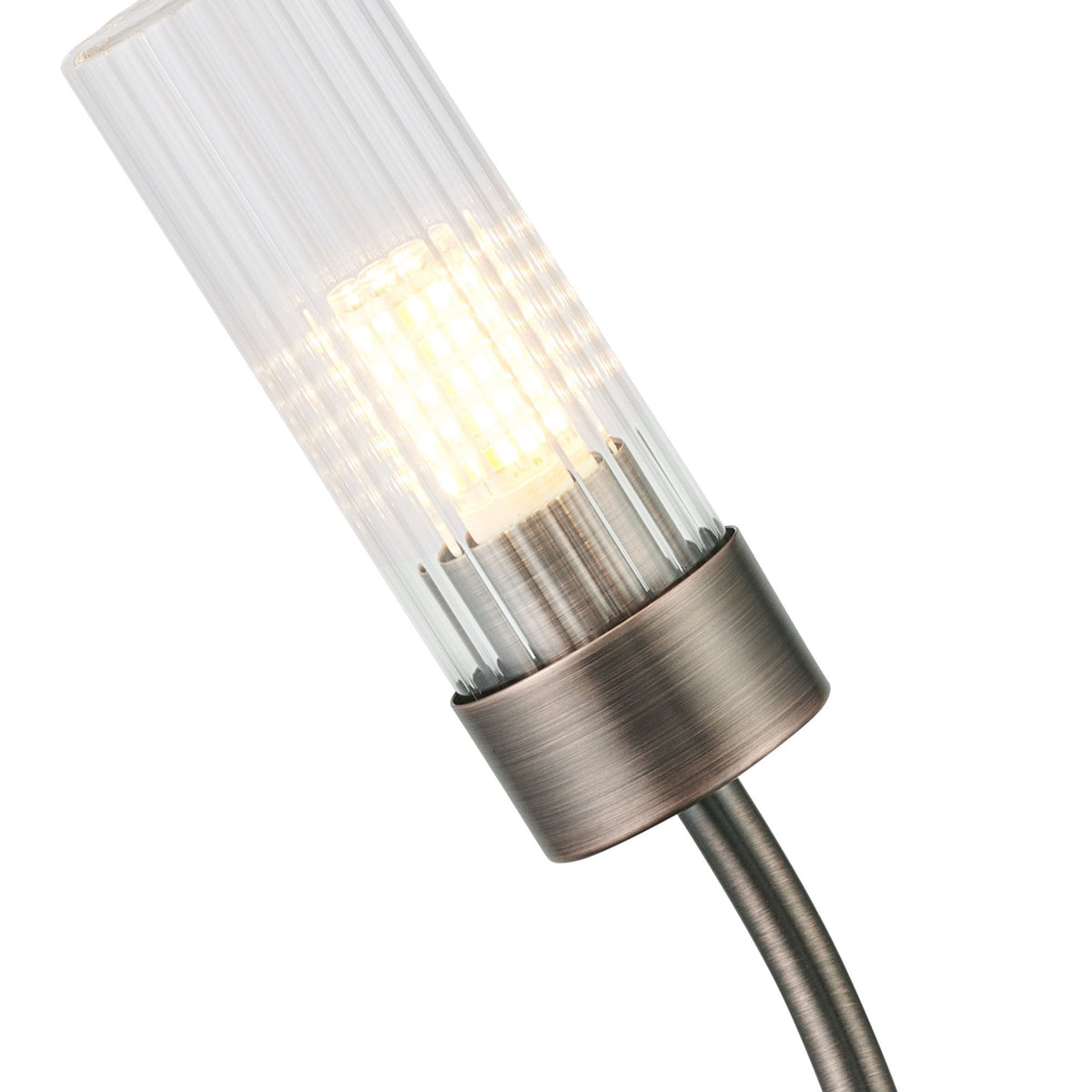 Markinch IP44 Left Wall Light in Bronze with Clear Tubular Glass Shade