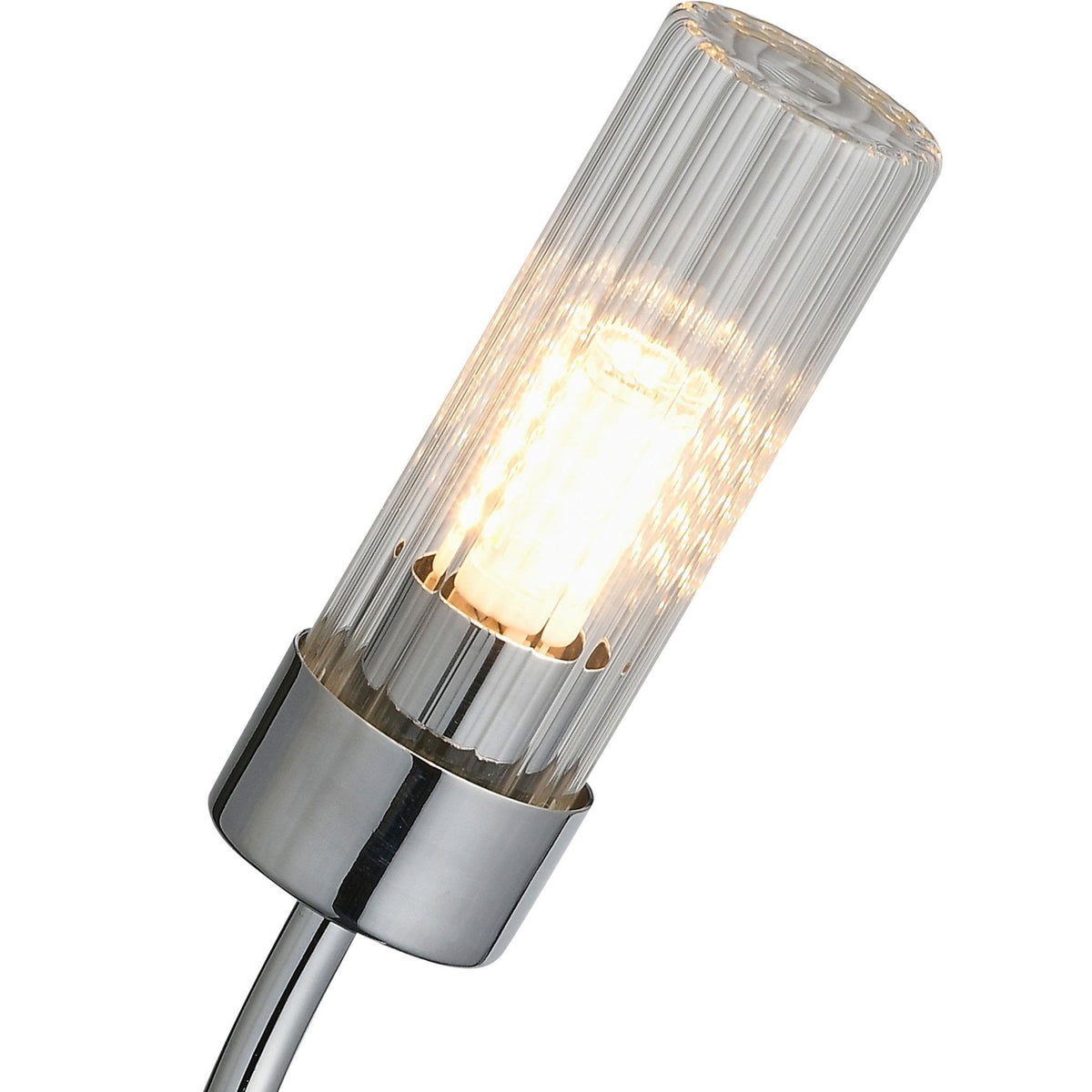 Markinch IP44 Left Wall Light in Chrome with Clear Tubular Glass Shade