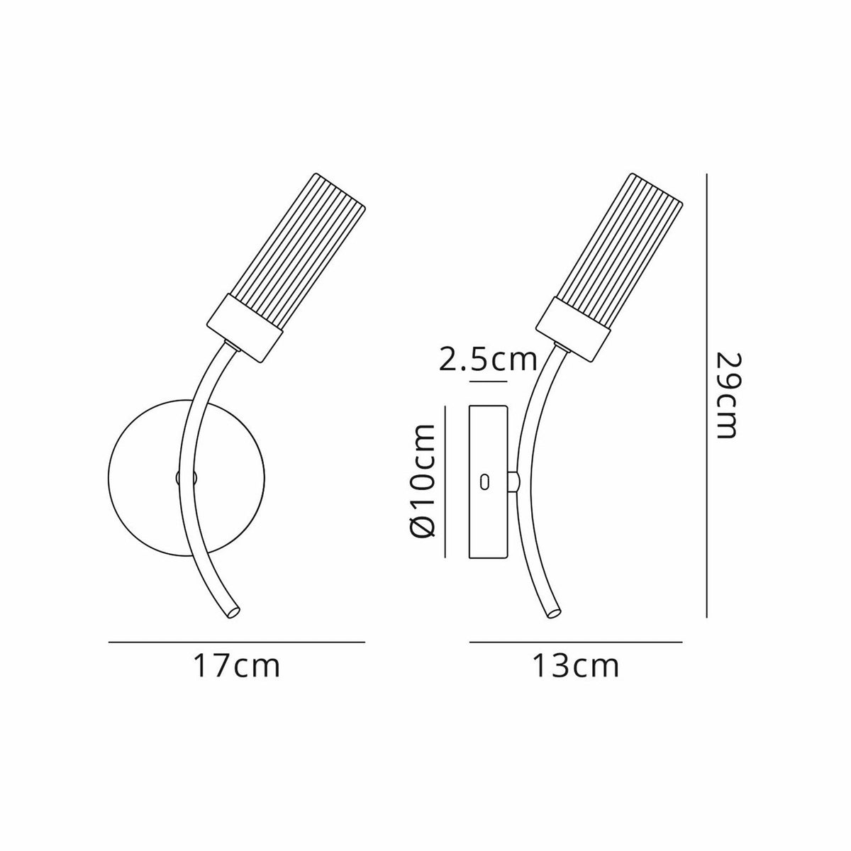 Markinch IP44 Right Wall Light in Chrome with Clear Tubular Glass Shade
