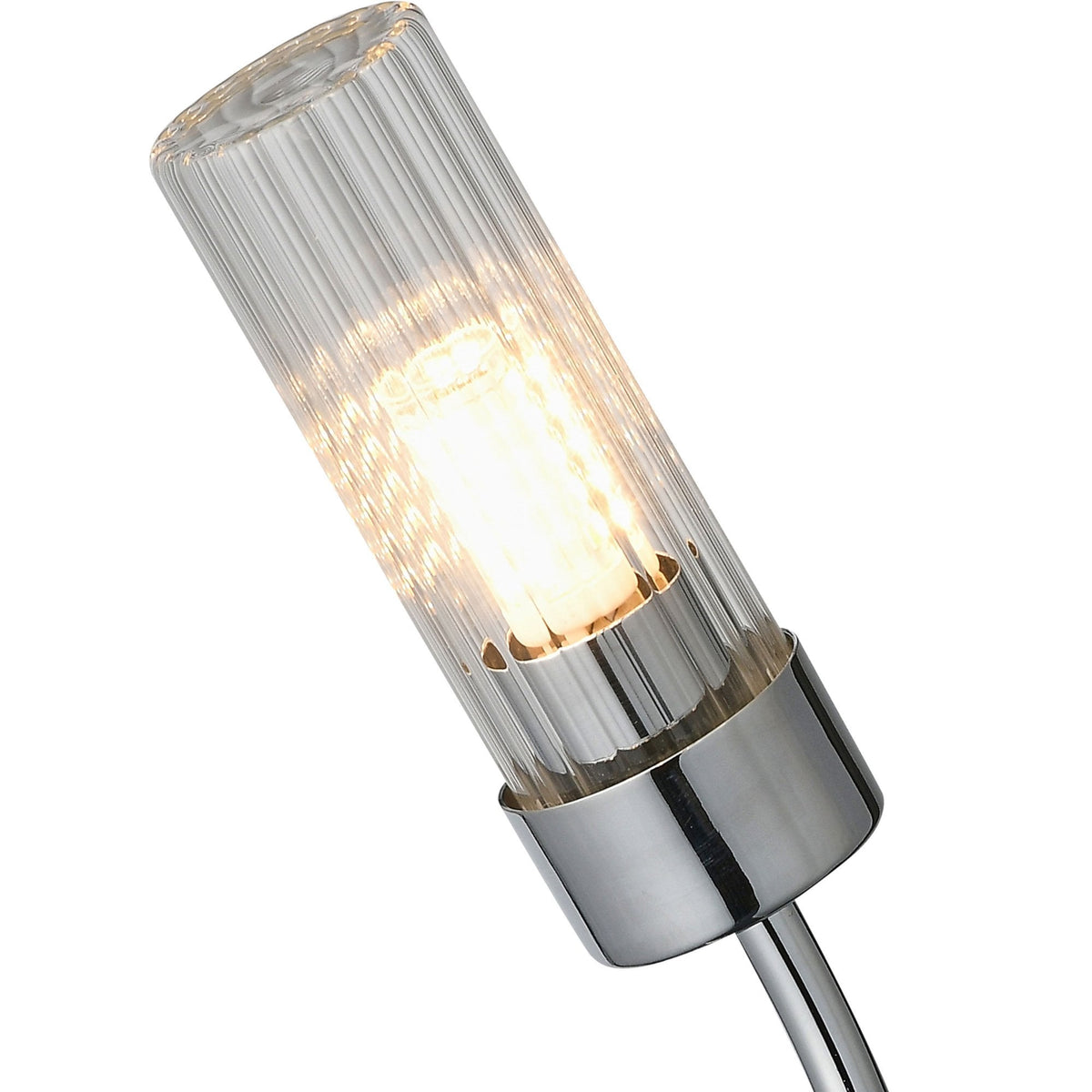 Markinch IP44 Right Wall Light in Chrome with Clear Tubular Glass Shade