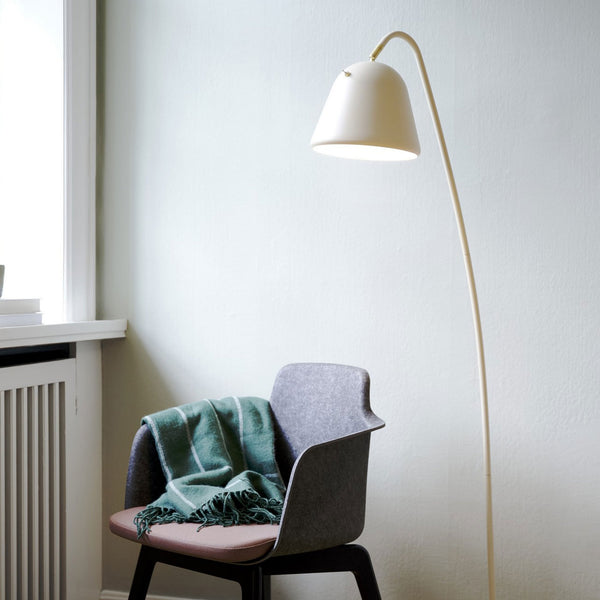 Fleur 24 Floor Lamp In Beige with Brass Detail
