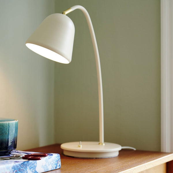 Fleur 24 Table Lamp In Beige with Brass Detail