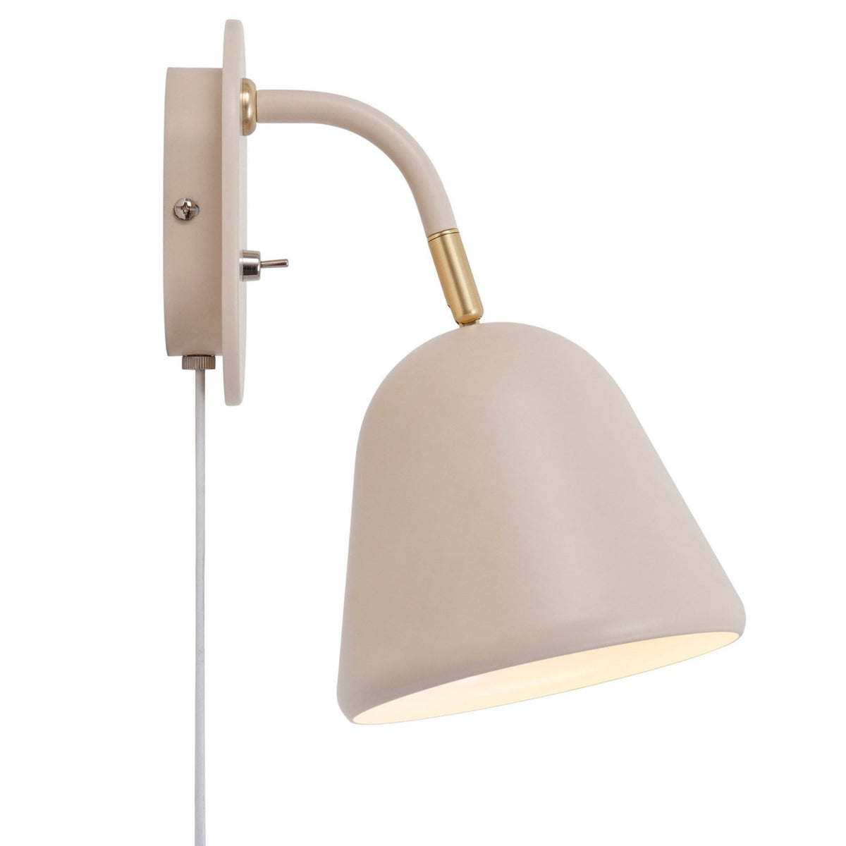 Fleur 24 Plugged Wall Light In Beige with Brass Detail