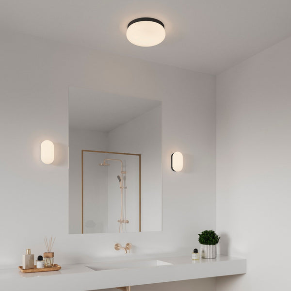 Foam IP44 Bathroom Ceiling Light in Black with Opal Diffuser