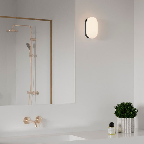 Foam IP44 Bathroom Wall Light in Black with Opal Diffuser