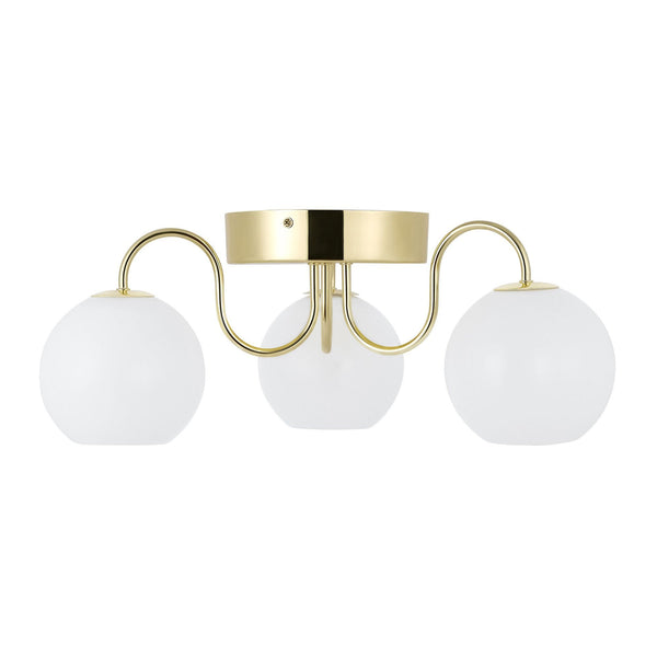 Franca Semi Flush Ceiling Light In Brass with Opal Glass Diffusers