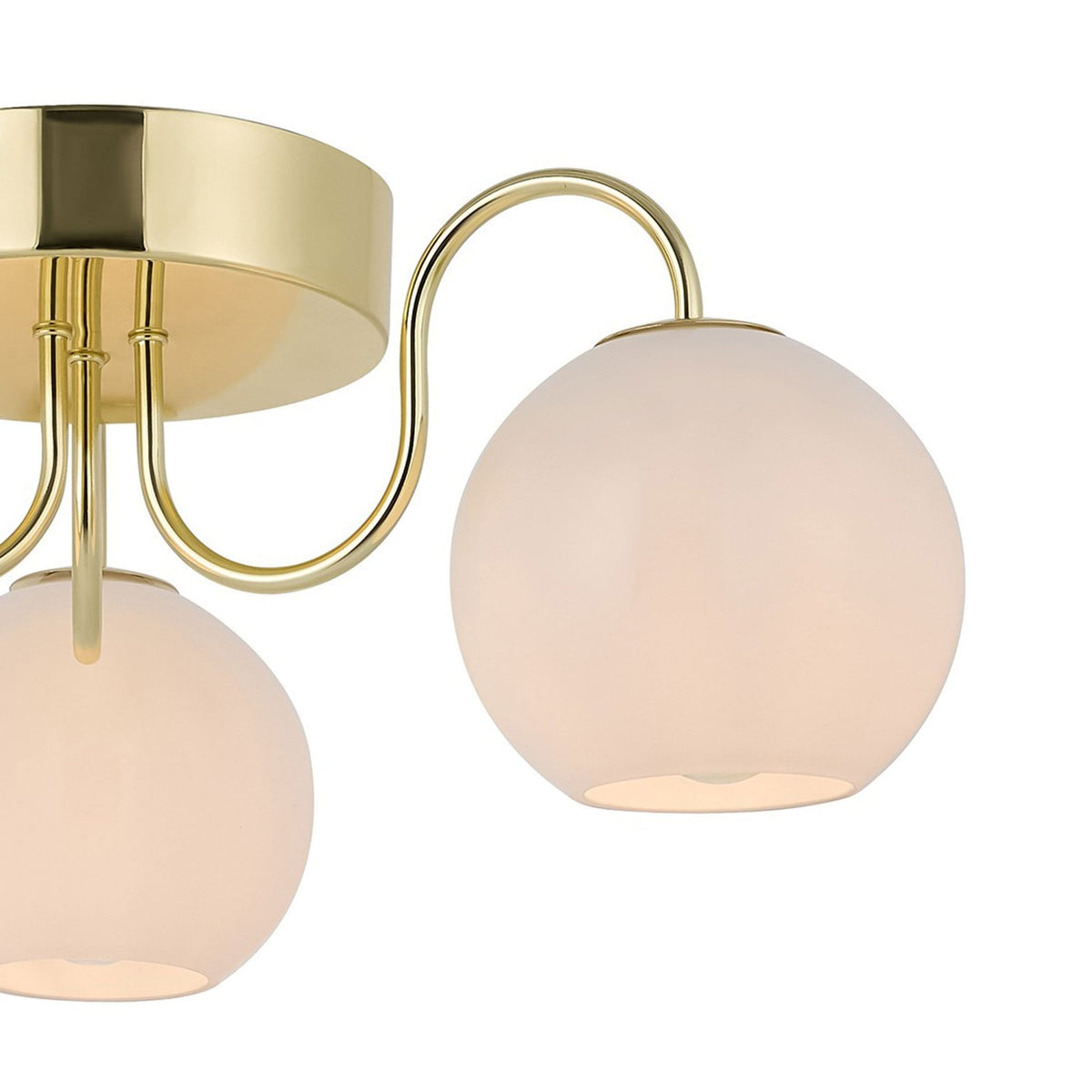 Franca Semi Flush Ceiling Light In Brass with Opal Glass Diffusers