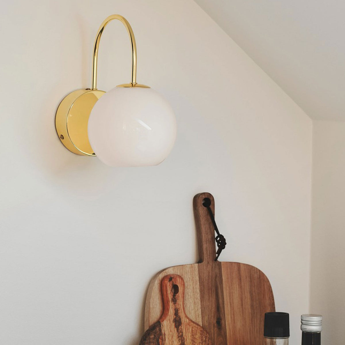 Franca Wall Light In Brass with Opal Glass Diffuser