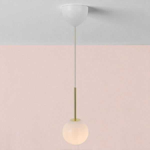 Franca 13 Single Pendant In Brass with Opal Glass Diffuser