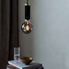 Galloway Single Pendant In Black with Brass Detail