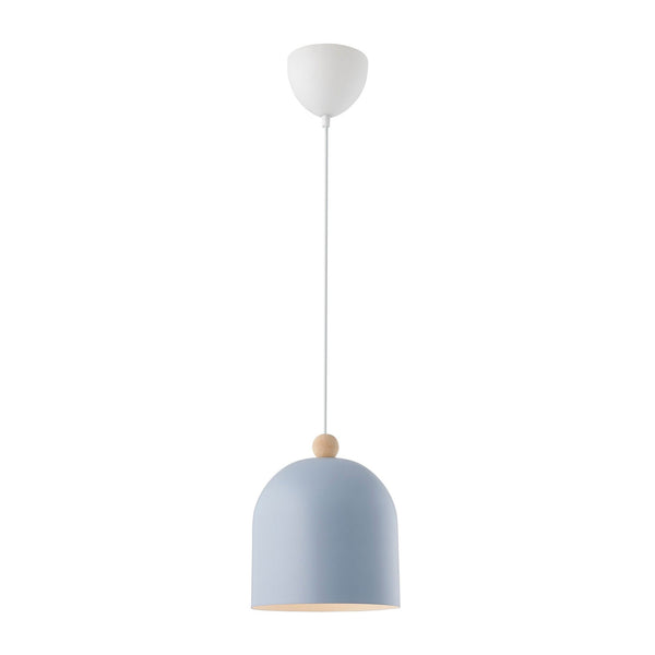 Gaston Nordic Single Pendant in Blue With Wood Detail