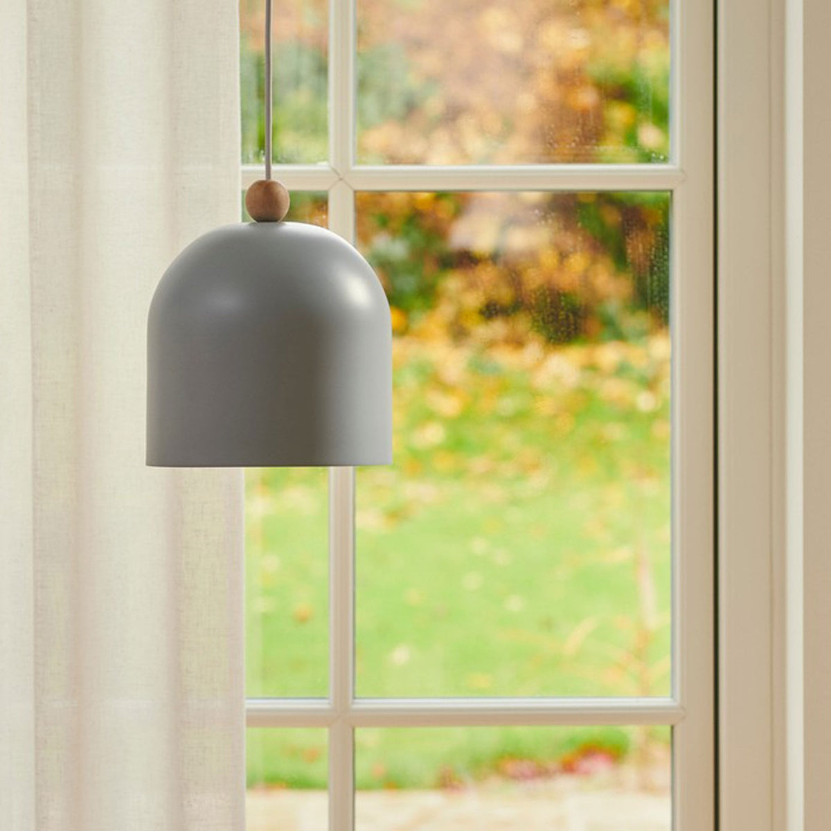 Gaston Nordic Single Pendant in Blue With Wood Detail