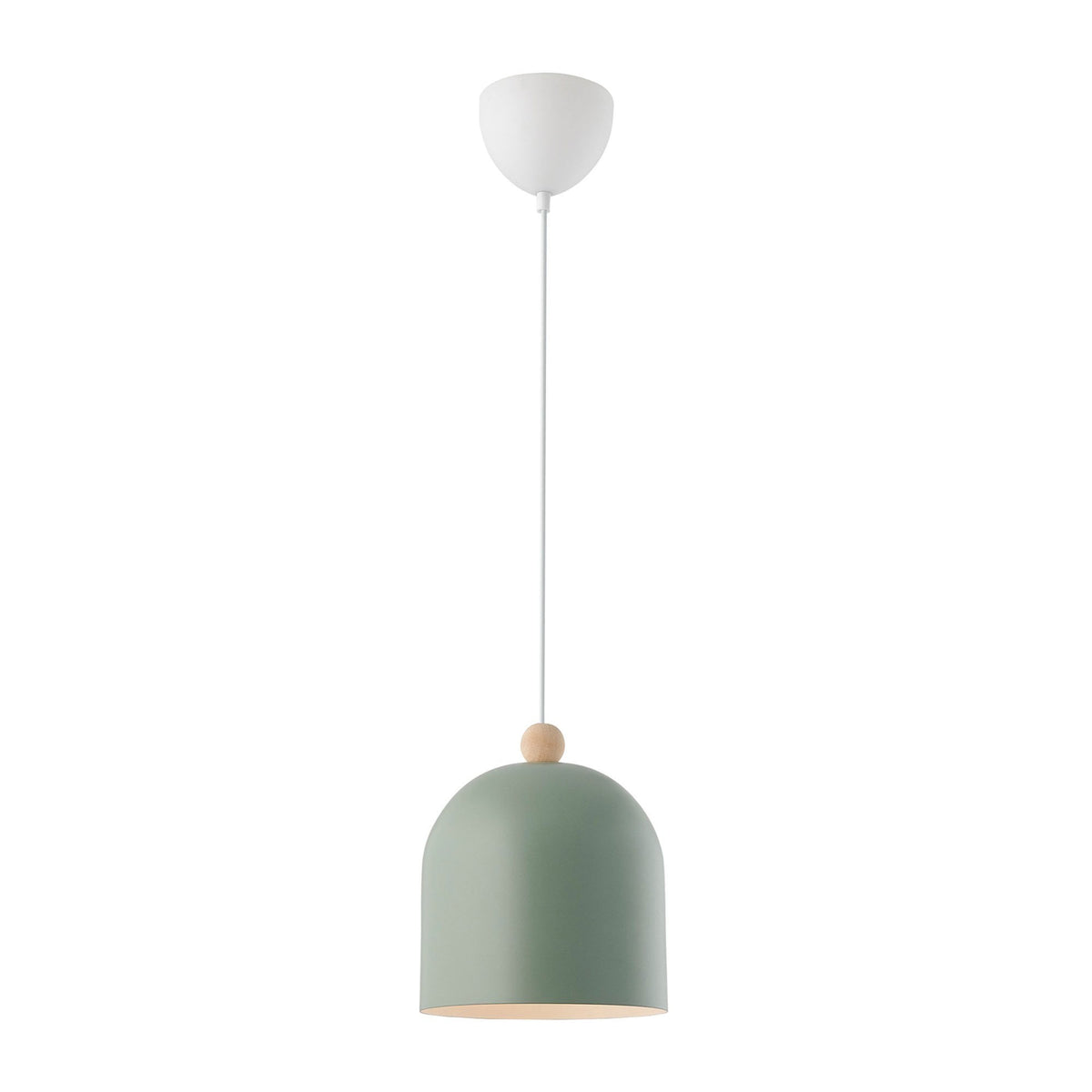Gaston Nordic Single Pendant in Dusty Green With Wood Detail