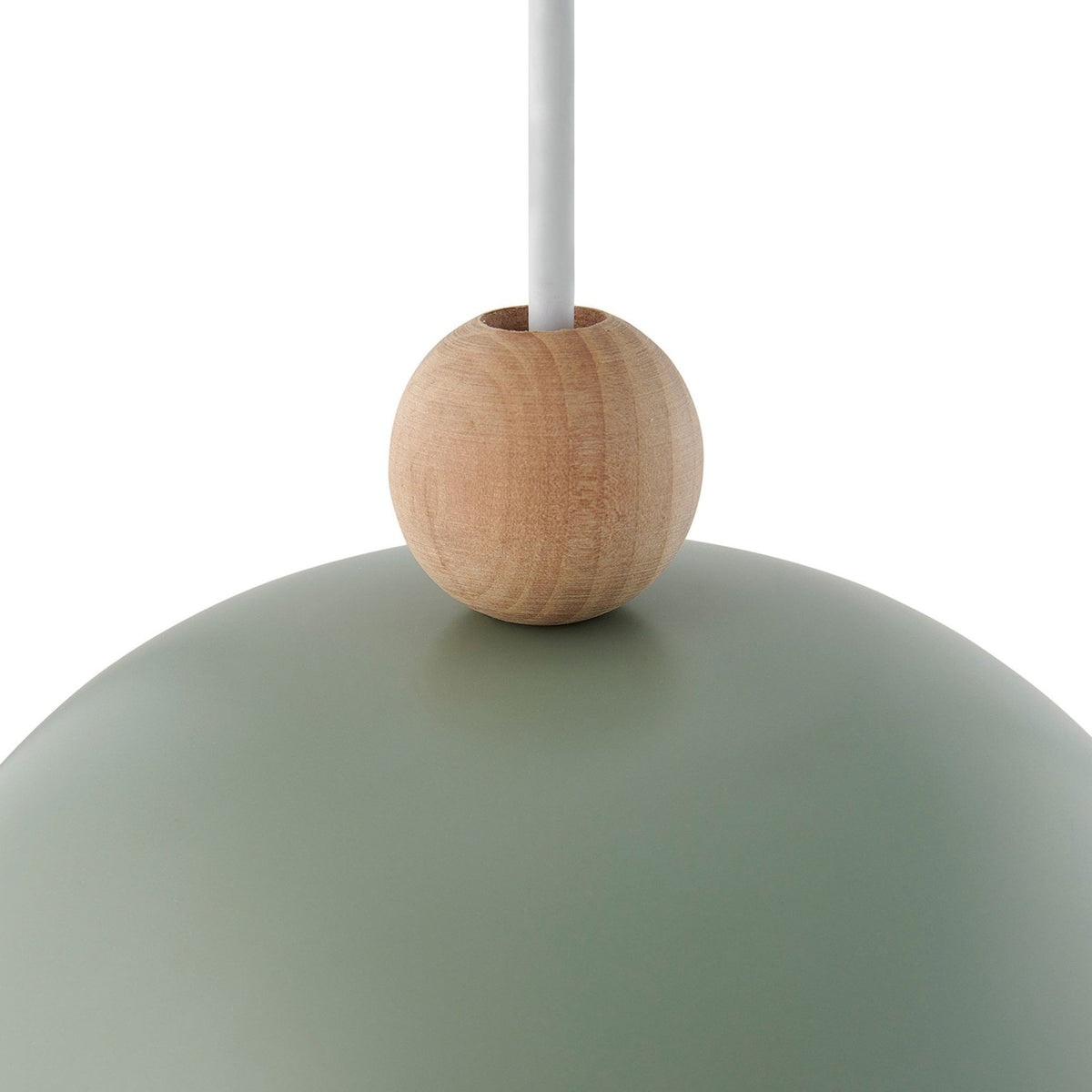Gaston Nordic Single Pendant in Dusty Green With Wood Detail