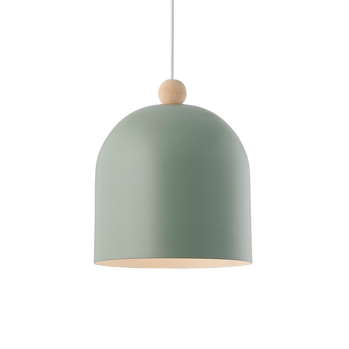 Gaston Nordic Single Pendant in Dusty Green With Wood Detail