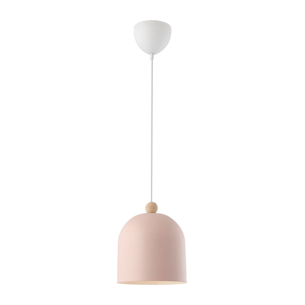 Gaston Nordic Single Pendant in Dusty Rose Pink With Wood Detail
