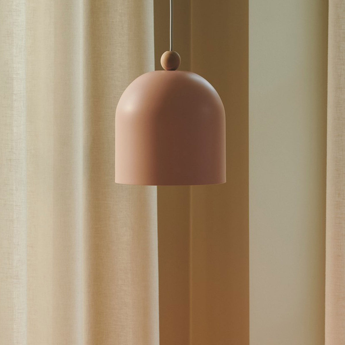 Gaston Nordic Single Pendant in Dusty Rose Pink With Wood Detail