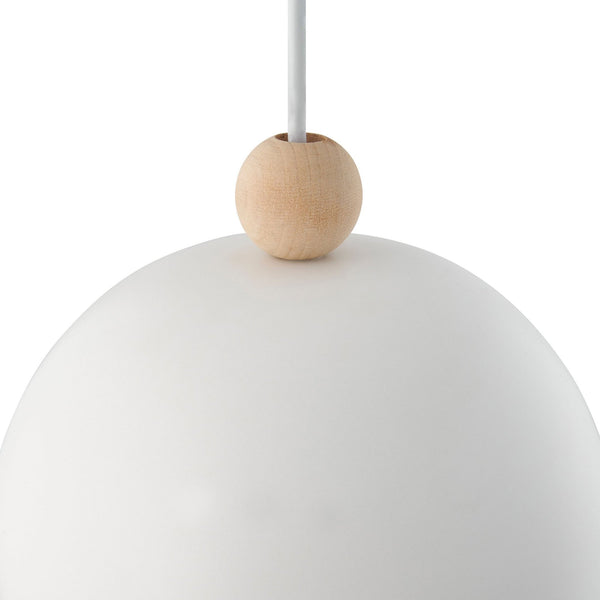 Gaston Nordic Single Pendant in White With Wood Detail