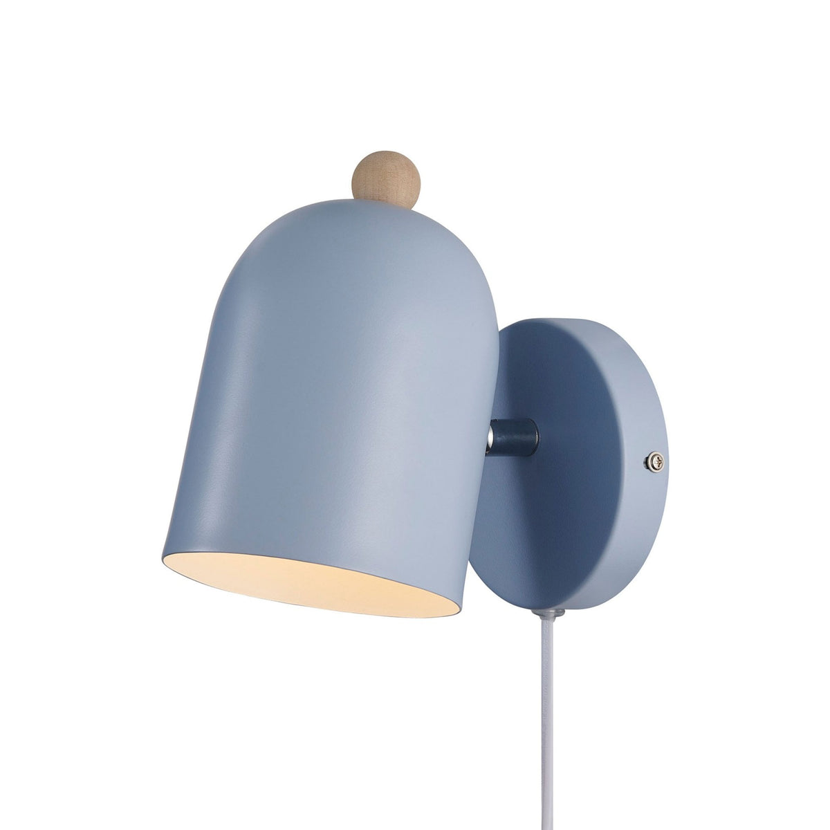 Gaston Noridc Plugged Wall Light In Blue with Wood Detail
