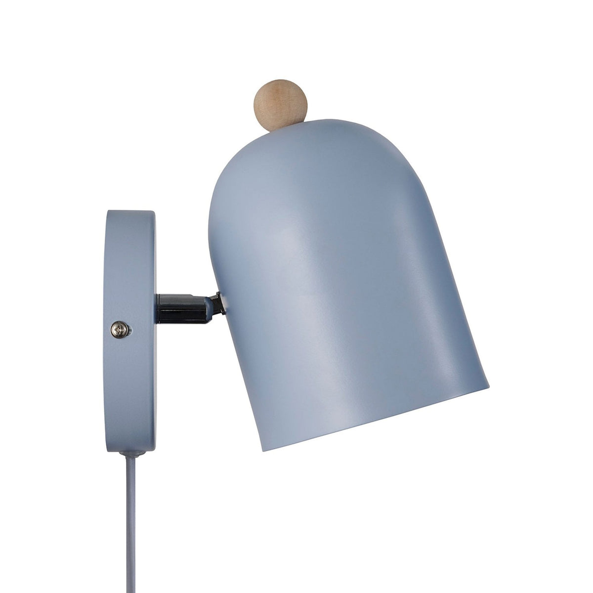 Gaston Noridc Plugged Wall Light In Blue with Wood Detail
