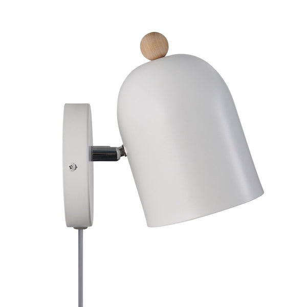 Gaston Noridc Plugged Wall Light In White with Wood Detail