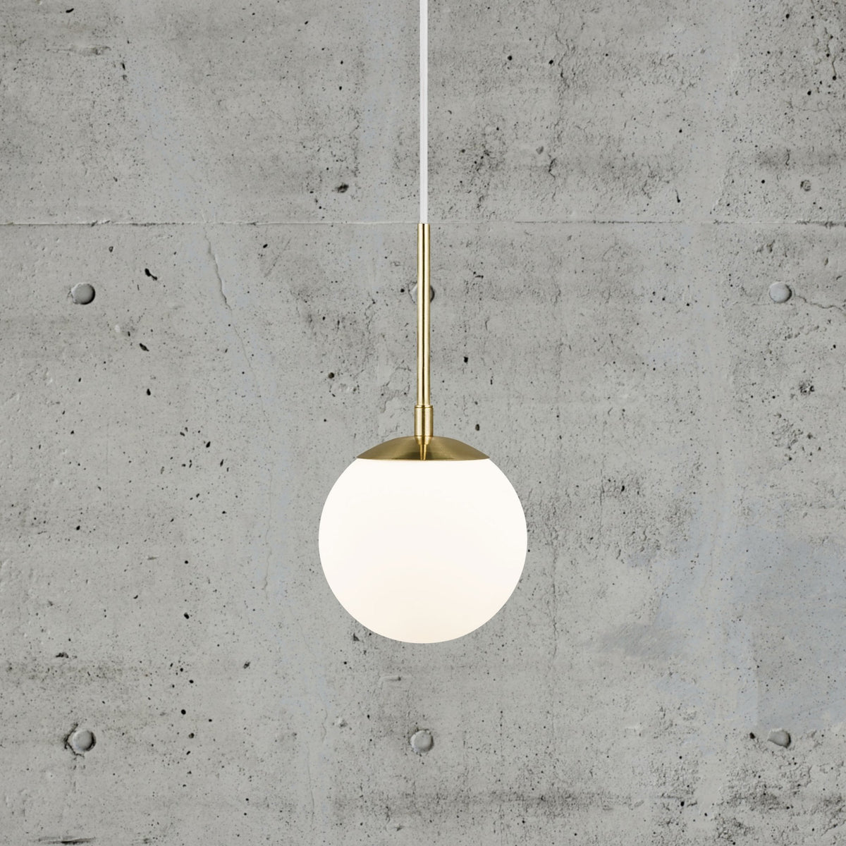 Grant 15 Single Pendant in Brass With Opal Glass Shade