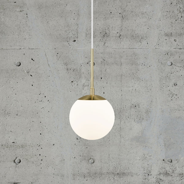 Grant 15 Single Pendant in Brass With Opal Glass Shade