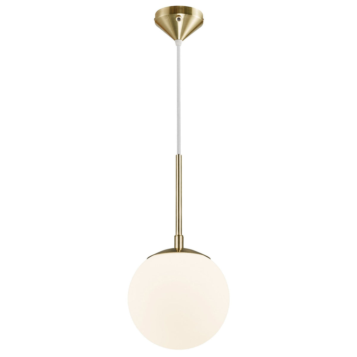 Grant 15 Single Pendant in Brass With Opal Glass Shade