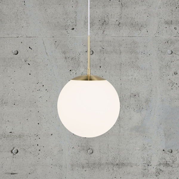 Grant 25 Single Pendant in Brass With Opal Glass Shade