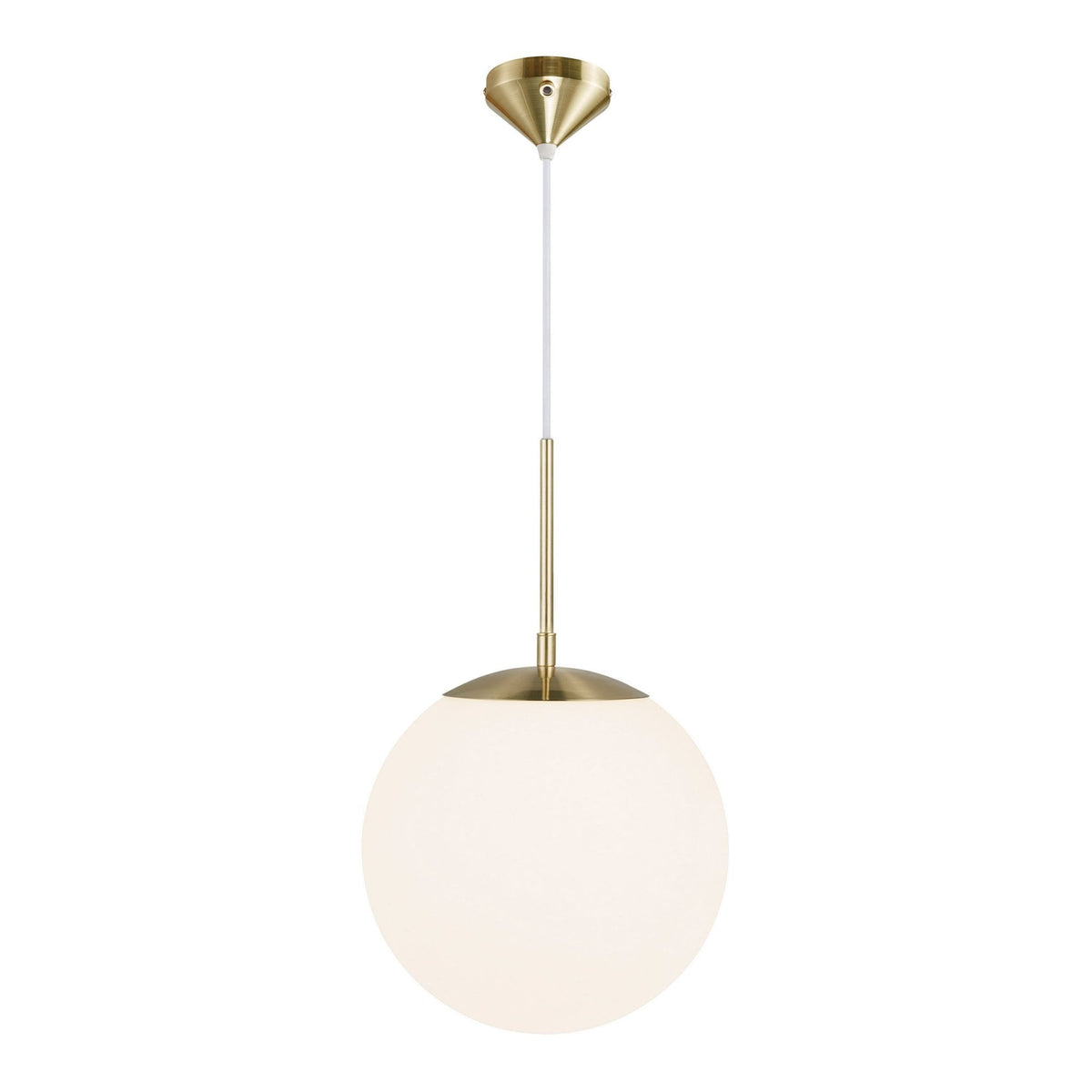Grant 25 Single Pendant in Brass With Opal Glass Shade