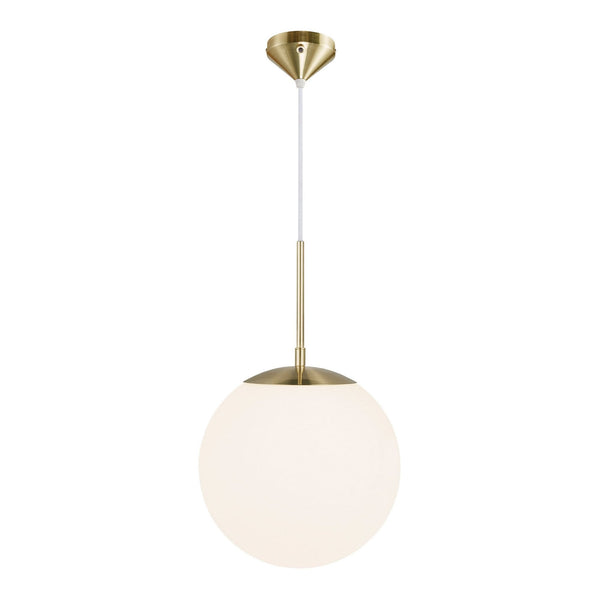 Grant 25 Single Pendant in Brass With Opal Glass Shade