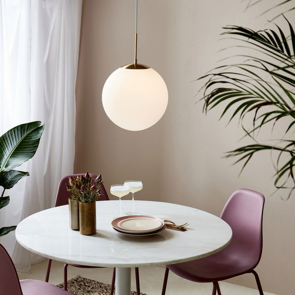 Grant 35 Single Pendant in Brass With Opal Glass Shade