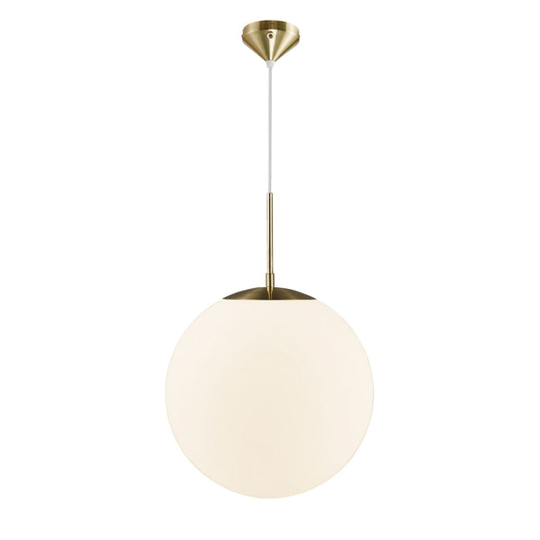 Grant 35 Single Pendant in Brass With Opal Glass Shade