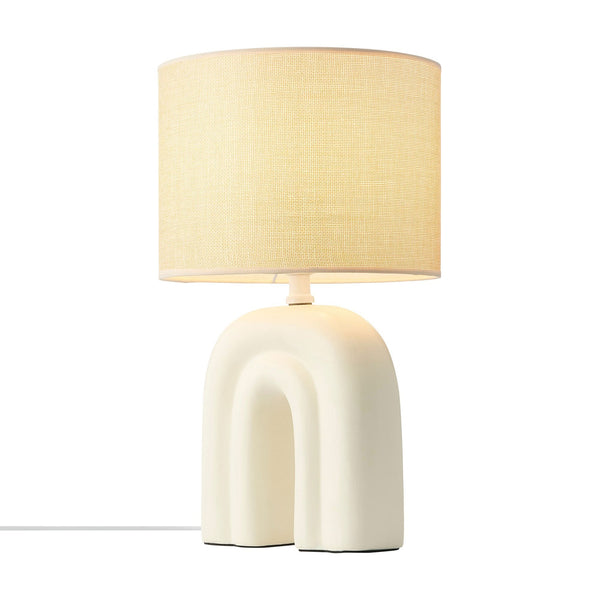 Haze Ceramic Table Lamp in Beige With Beige Linin Shade