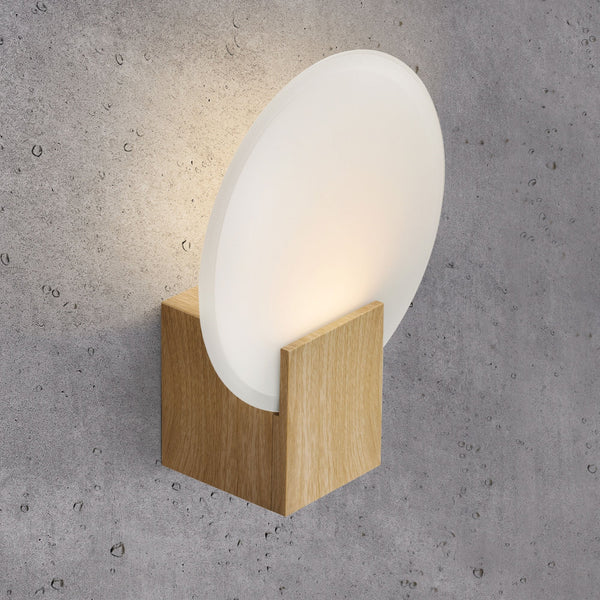Hester IP44 LED Bathroom Wall Light In Wood Effect With Glass Diffuser