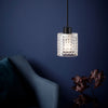 Hollywood Black Pendant with Textured Clear Glass Shade