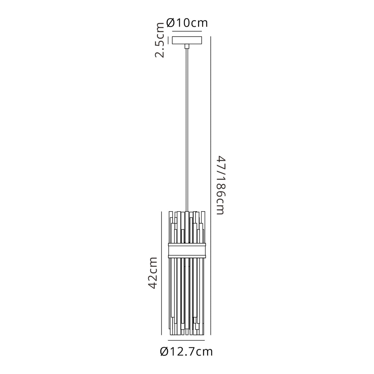 Clevedon IP44 Single Drop Pendant in Polished Nickel with Clear Glass Rods