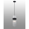 Clevedon IP44 Single Drop Pendant in Satin Black with Clear Glass Rods